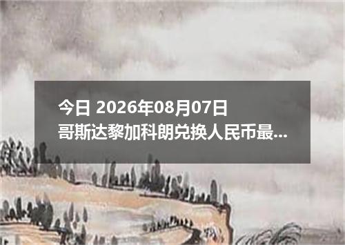 今日 2026年08月07日 哥斯达黎加科朗兑换人民币最新汇率行情